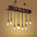 Lámpara colgante de iluminación de decoración vintage industrial con cuentas de madera natural